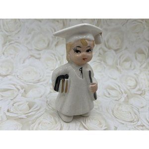 Vintage 1950-60s J.L. Co. Ceramic Graduate Student Girl School  Blond Japan 4"